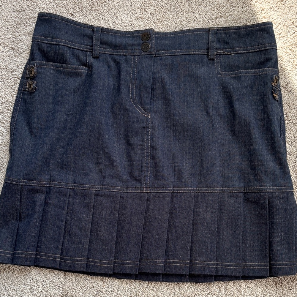 Vintage Cynthia Steffe Denim Pleated Skirt sz 8